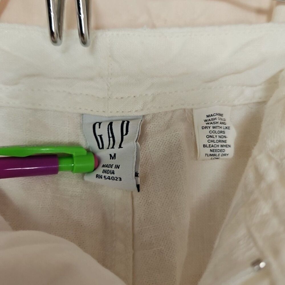 GAP White Linen Cropped Pants Women's Medium Drawstring Pockets Coastal Beach - Picture 7 of 8